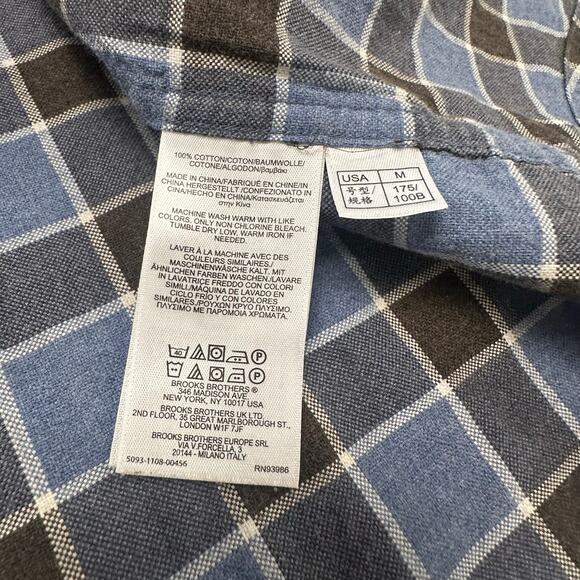 Brooks Brothers Blue Black Mens M Madison Cotton Flannel Plaid Button Down Shirt - Picture 5 of 9